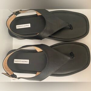 Saks Fifth Avenue Kelsey Thong-Toe Leather Sandals *NWT*